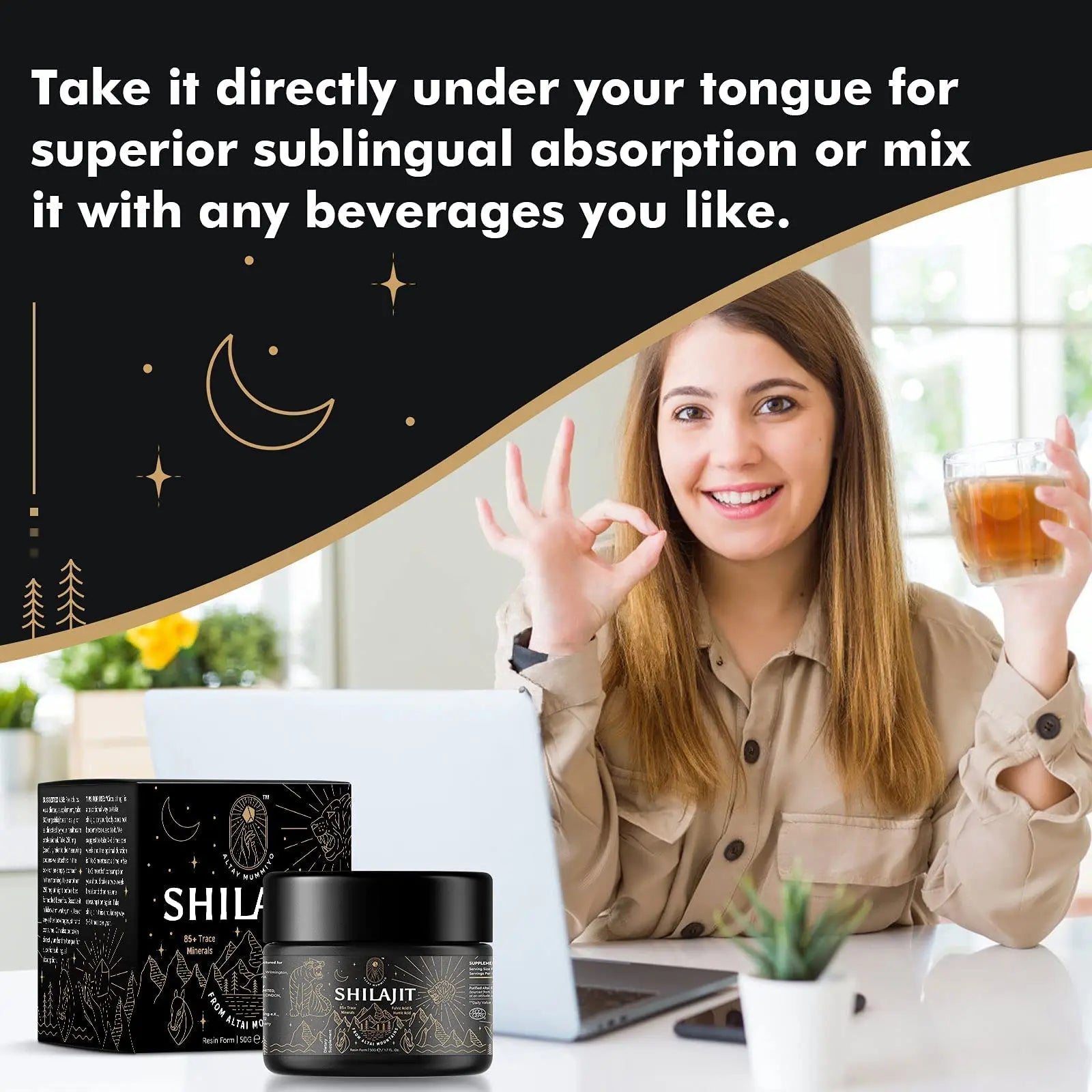 Shilajit Resin with Fulvic Acid & Trace Minerals, Original Siberian Pure Shilajit with 85+ Humic ALTAY MUMMIYO Au supplements