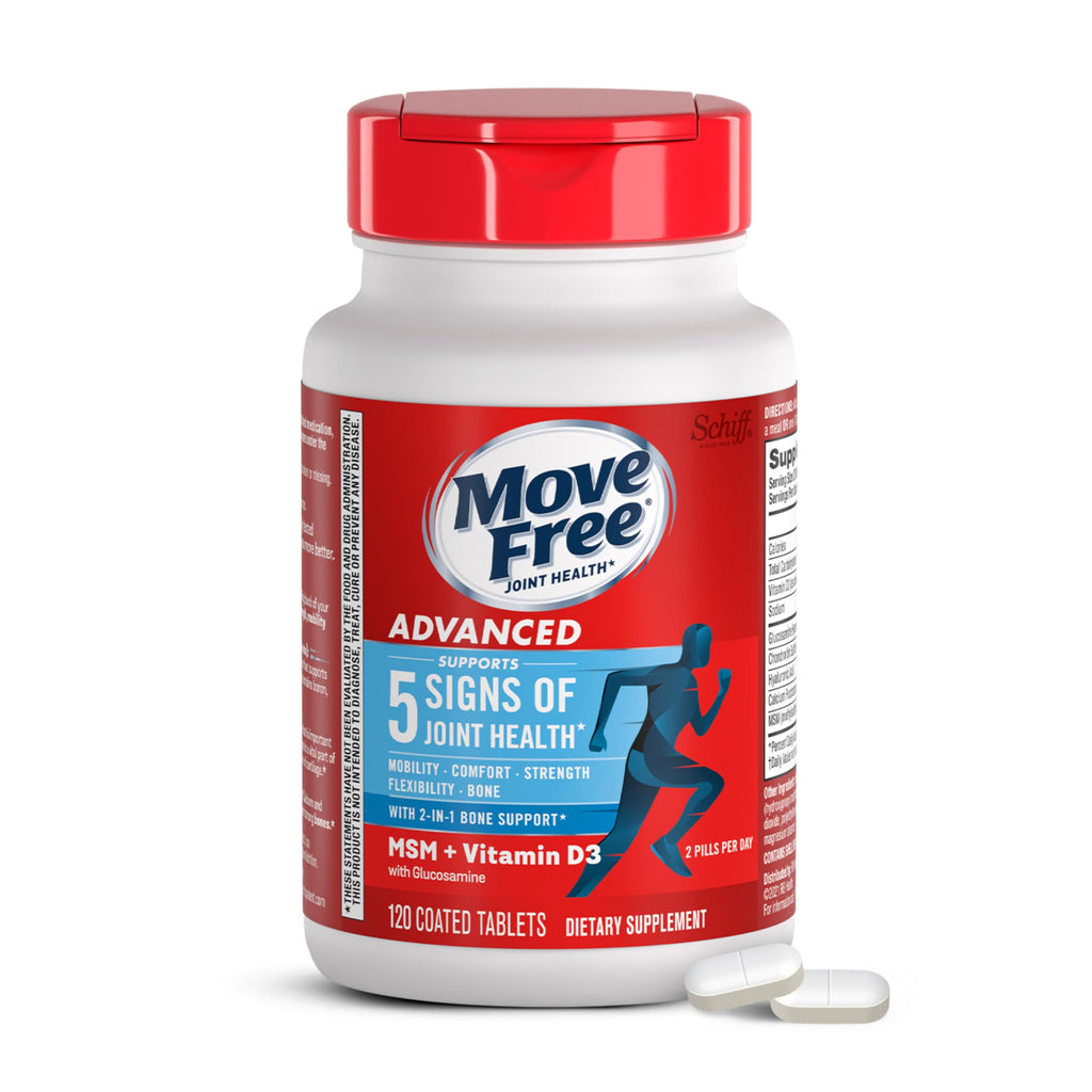 Move Free Advanced Glucosamine Chondroitin MSM + Vitamin D3 Joint Support Supplement, Supports Mobility Comfort Strength Flexibility & Bone + Immune Health - 120 Tablets (40 servings)* Move Free Au supplements