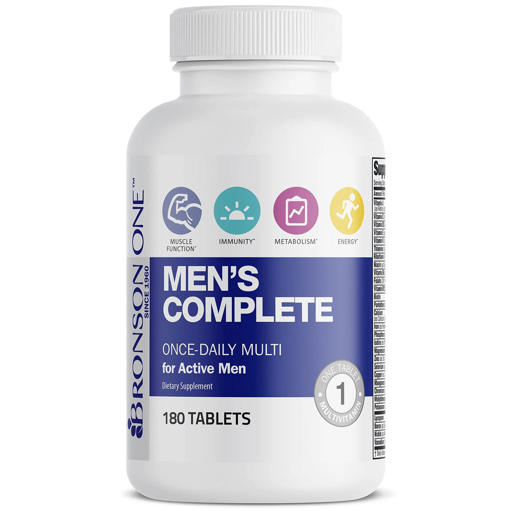 Bronson ONE Daily Men’s Complete Multivitamin Multimineral Once-Daily Multi for Active Men, 180 Tablets Bronson Au supplements