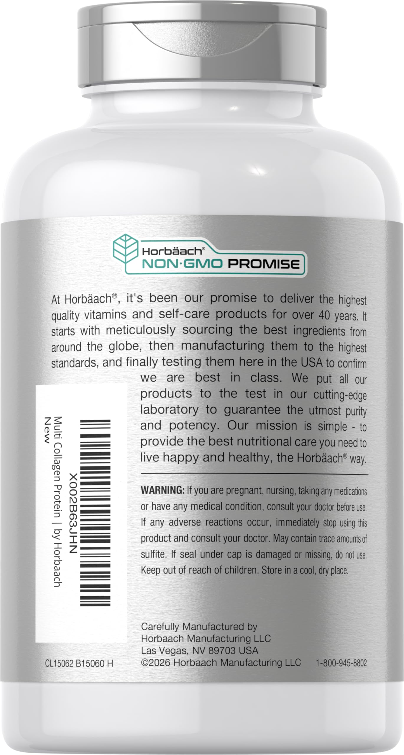 Horbäach Multi Collagen Protein 2000 mg | 180 Capsules | Hydrolyzed Collagen Type I, II, III, V, X | Keto & Paleo Friendly, Non-GMO, Gluten Free Supplement