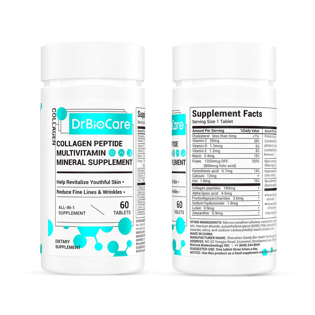 DrBioCare Collagen Peptides for Women, Beauty Vitamin & Mineral Supplement,Contains Vitamin D3, Probiotics for Women & Collagen Peptides,Vitamin B Complex,Vitamin E 180 Tablets DrBioCare Au supplements
