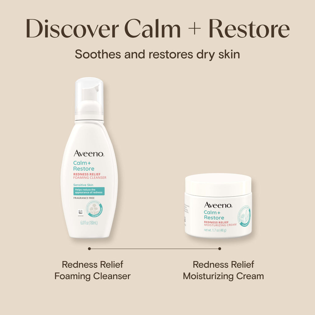 Aveeno Calm + Restore Facial Moisturizer Face Cream for Redness Relief, Non-Comedogenic