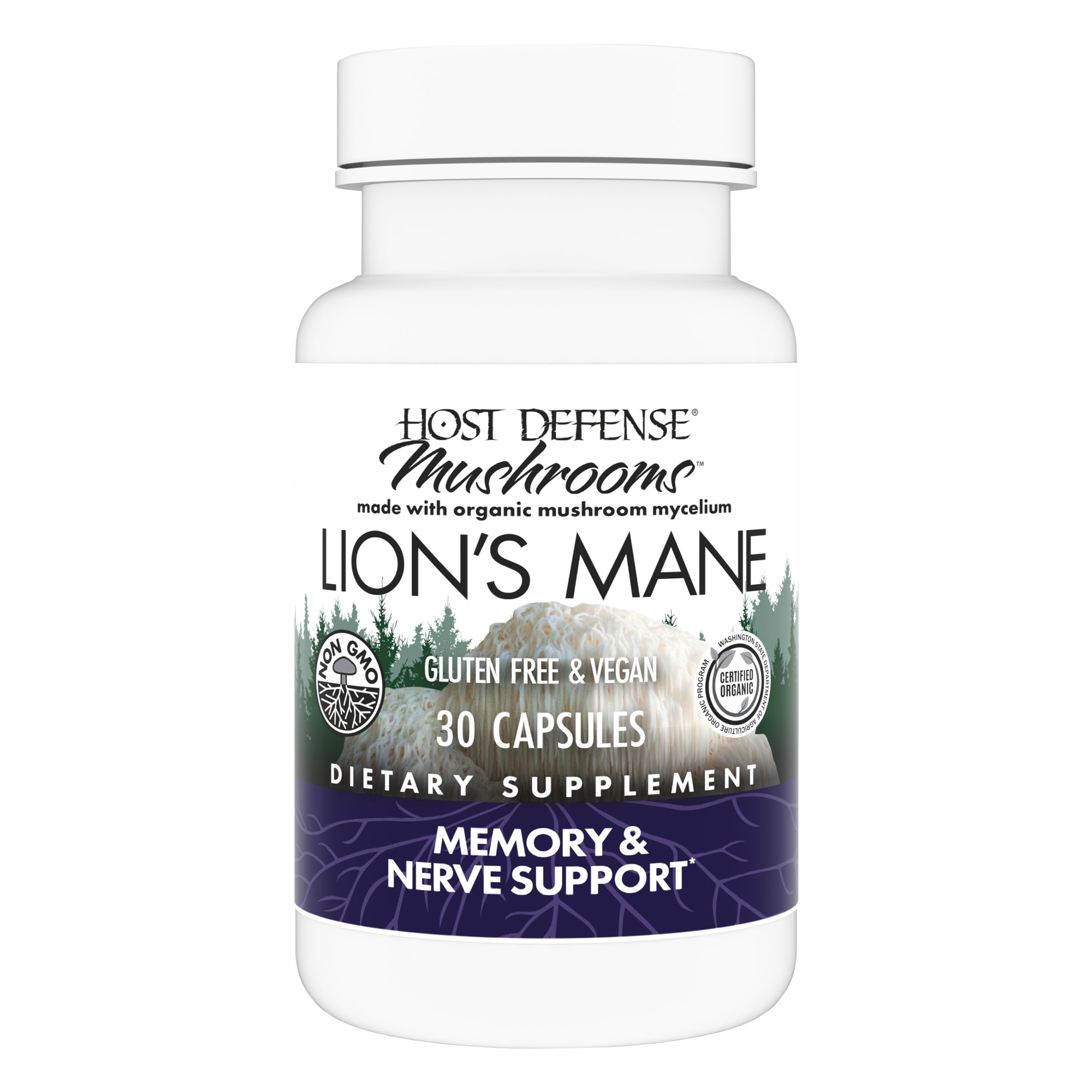 Host Defense Mushrooms Lion's Mane - Brain Health Support Supplement for Focus & Memory Function - Immune & Nervous System Support Supplement- 30 Capsules Host Defense Au supplements