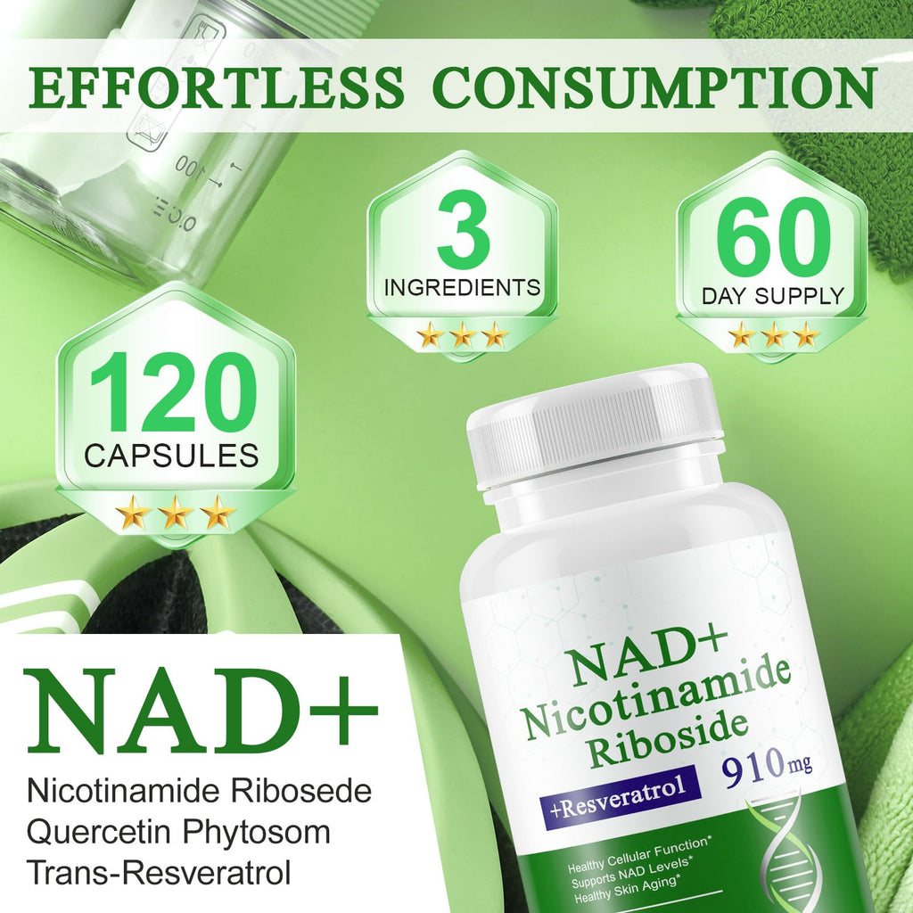 A r b c r n 120 Capsules NAD+ Supplement,NAD Nicotinamide Riboside Resveratrol 910mg for Men and Women, NR Supplement for Energy Anti-Aging Focus A r b c r n Au supplements