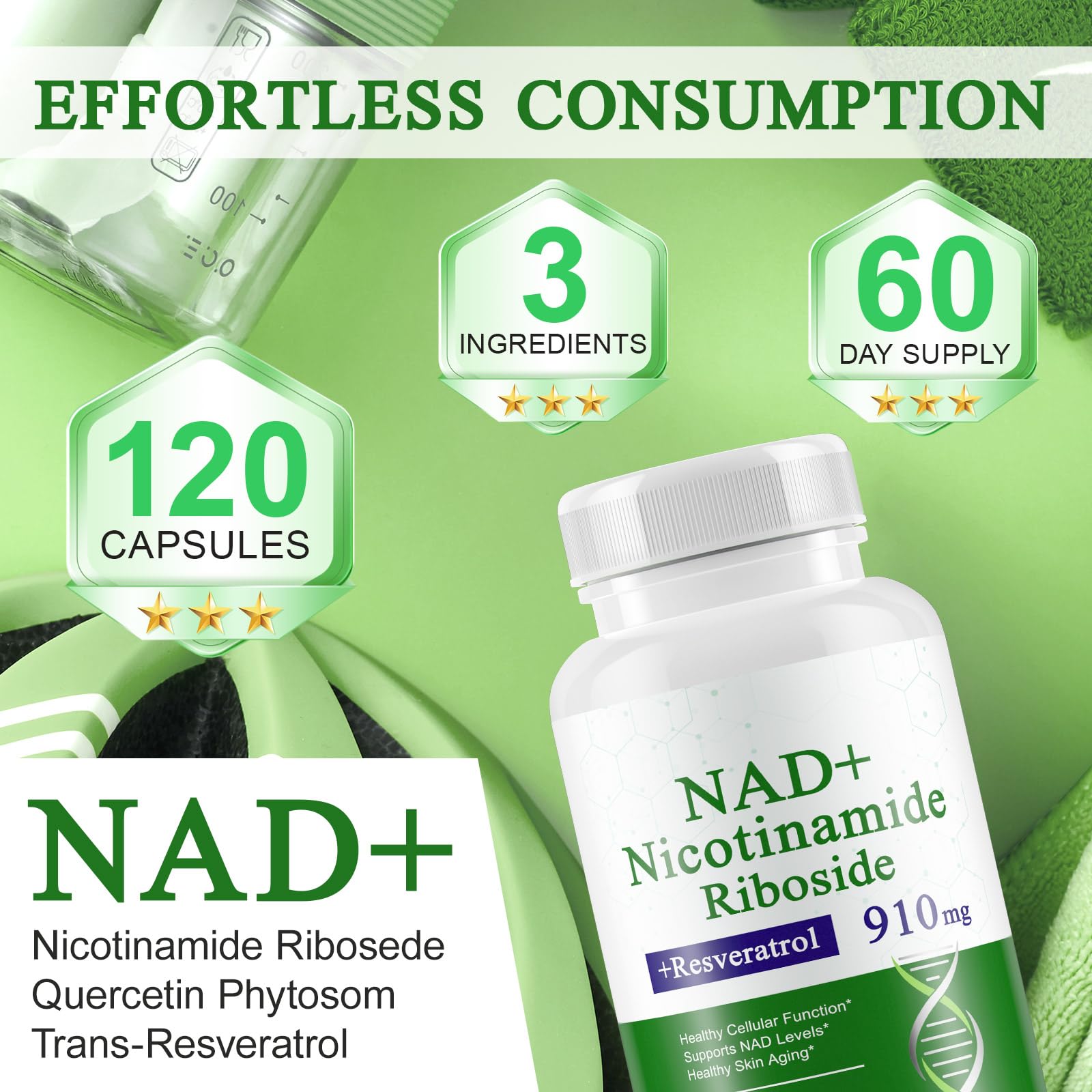 A r b c r n 120 Capsules NAD+ Supplement,NAD Nicotinamide Riboside Resveratrol 910mg for Men and Women, NR Supplement for Energy Anti-Aging Focus A r b c r n Au supplements