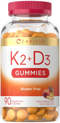 Carlyle Vitamin D3 K2 Gummies | 90 Count | 5,000 IU of D3 + 100 mcg MK7 | Peach Mango Flavor Carlyle Au supplements