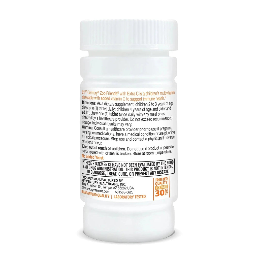 21st Century Zoo Friends with Extra C Chewable Tablets, 60 Count 21st Century Au supplements