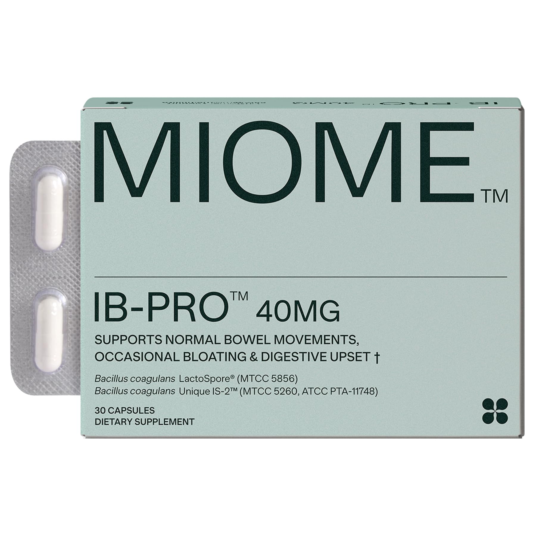 MIOME IB-PRO Bacillus Coagulans Probiotic - 2-1 Lactospore & Unique is-2 for Occasional Constipation, Bloating & Digestive Upset - 3rd Party Verified - 30 Capsules MIOME Au supplements
