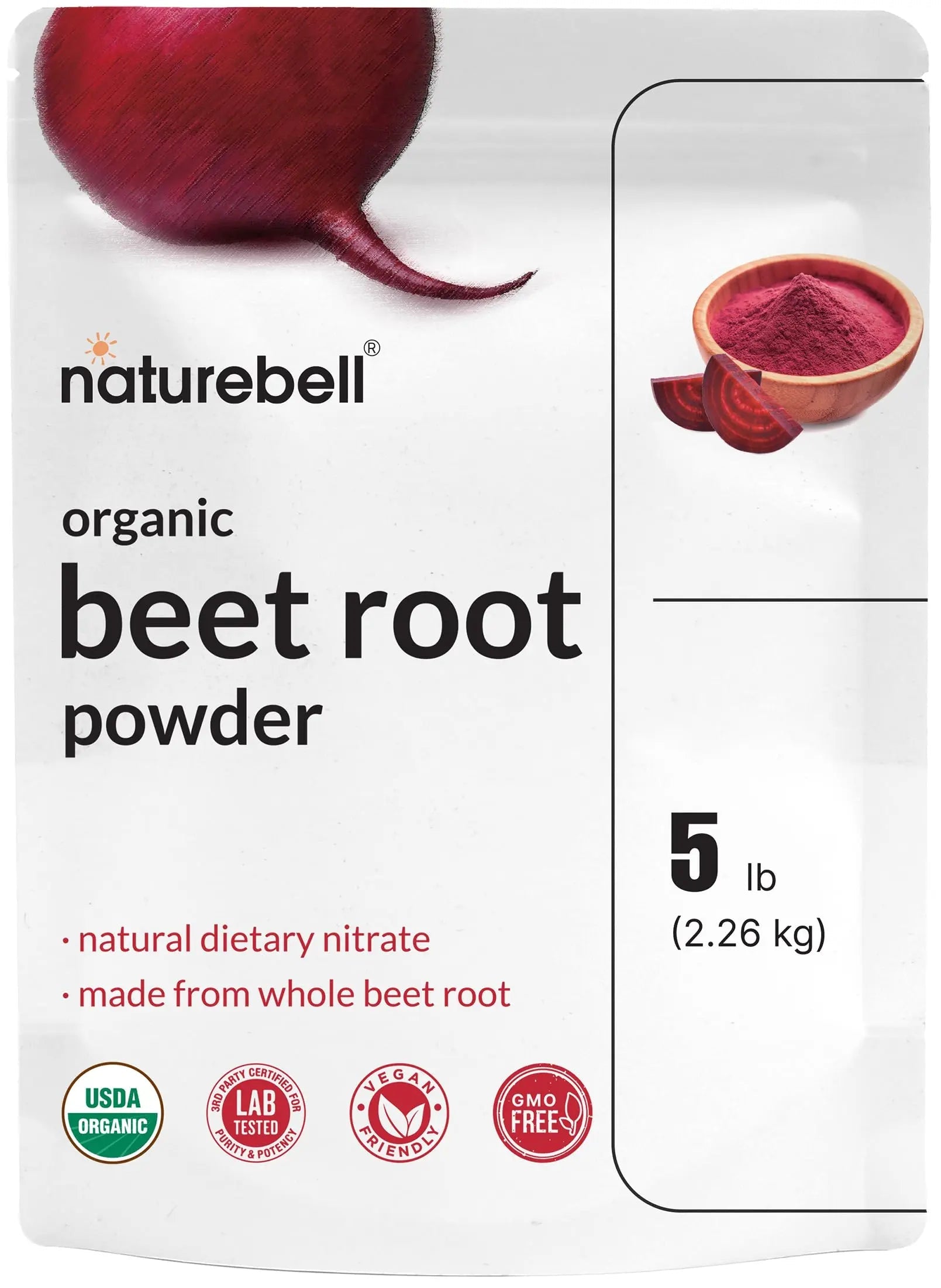 Organic Beet Root Powder 5Lbs | 4,000mg Per Serving – Concentrated Whole Beet Root NatureBell Au supplements