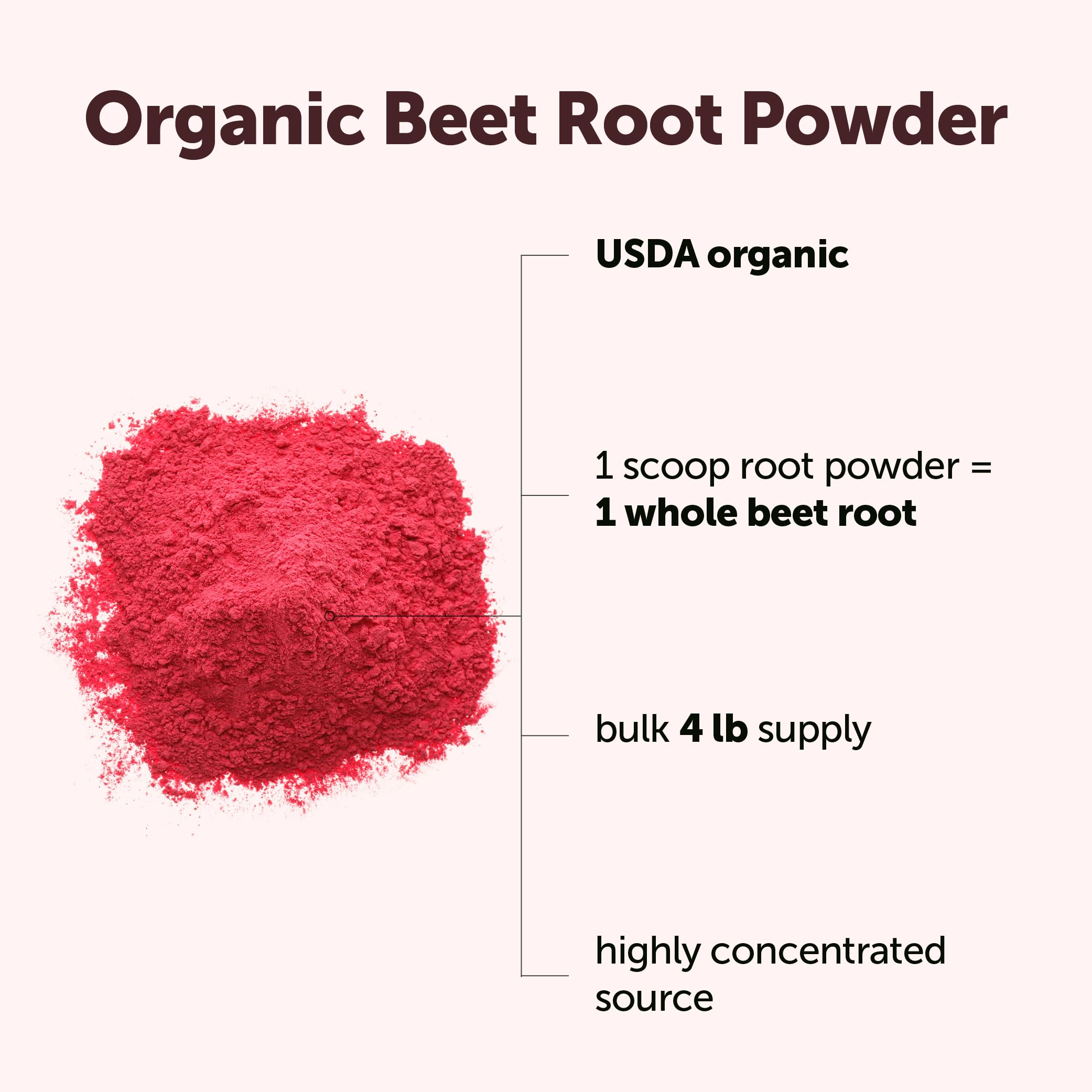 Micro Ingredients Organic Beet Root Powder, 4 Pounds | Cold Pressed, Water Soluble, High Concentrated Raw Beetroot Supplement | Natural Nitric Oxide Superfood Drink Mix