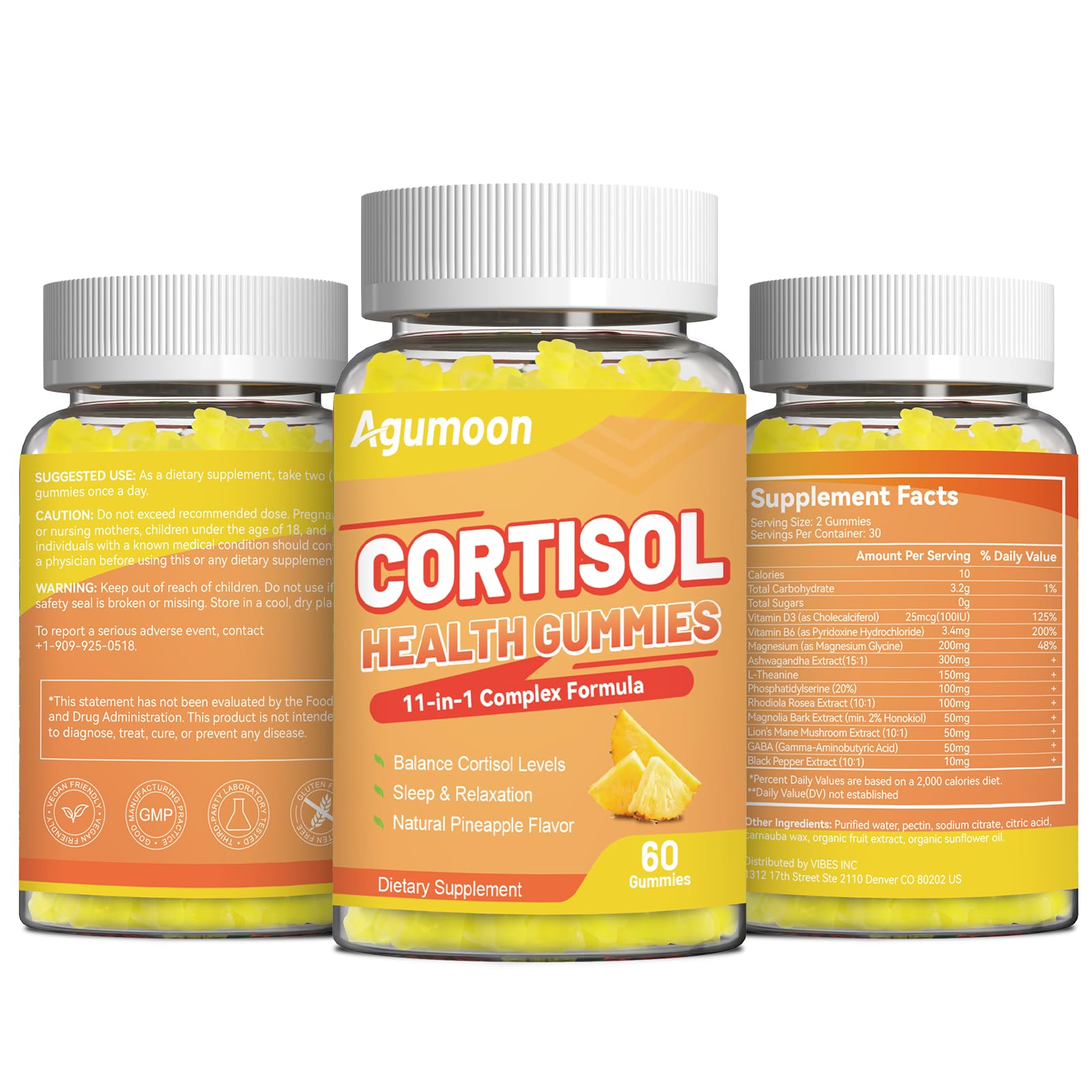 Agumoon Cortisol Gummies for Women, Cortisol Supplements with Ashwagandha, Magnesium, L-theanine, for Relaxation and Mood Support - 120 Gummies Agumoon Au supplements
