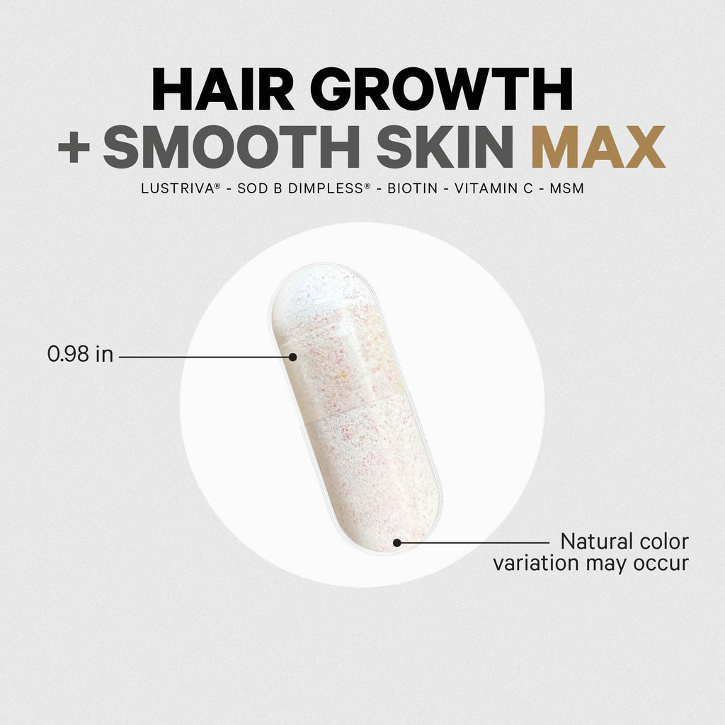 Codeage Hair Growth + Smooth Skin Max Vitamins Supplement - Patented Lustriva & SOD B Dimpless Superoxide Dismutase - Hair Growth Health Skin Cellulite Support - Biotin, Vitamin C, MSM - 30 Capsules Codeage Au supplements