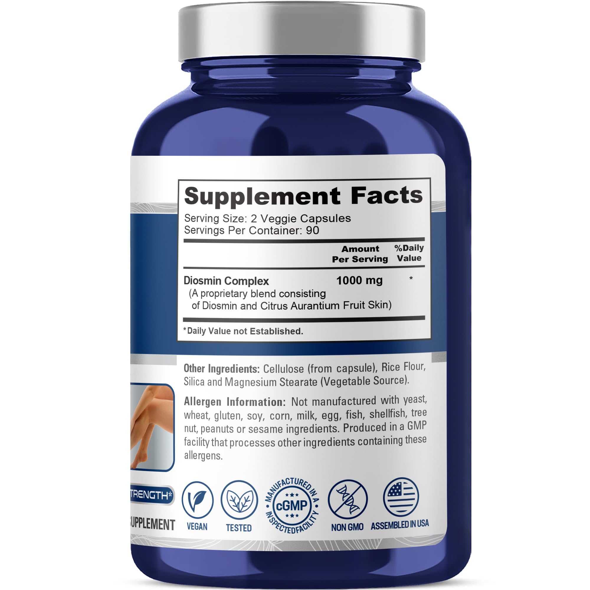 NusaPure Diosmin Complex 1,000mg per Serving 180 Veggie Caps (Non-GMO, Vegan) Citrus Aurantium NusaPure Au supplements