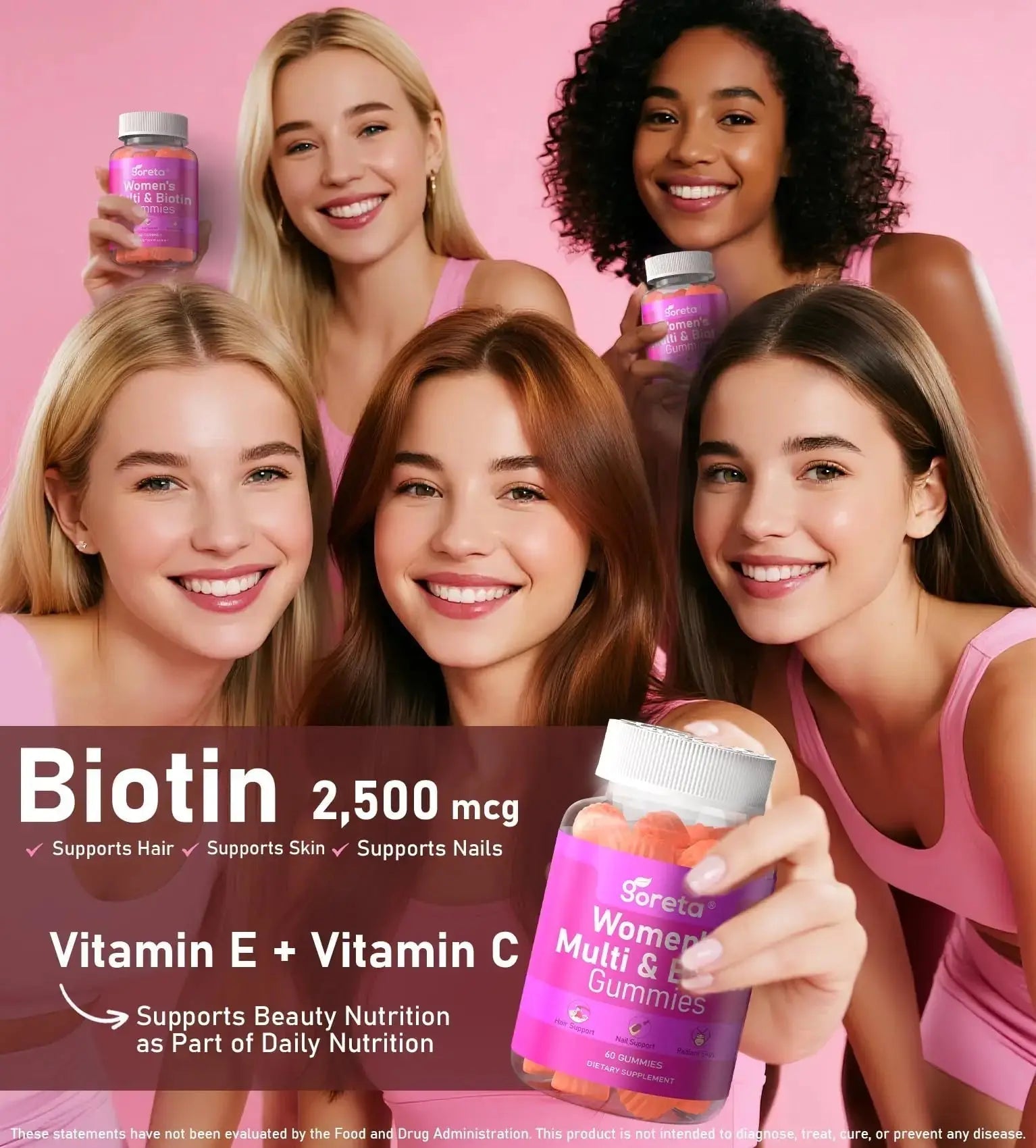 Goreta Women’s Multivitamin Gummies with Biotin 2,500 mcg – 15 Key Nutrients, Sugar-Free Mixed Berry, Pectin-Based, 60 Count Goreta Au supplements