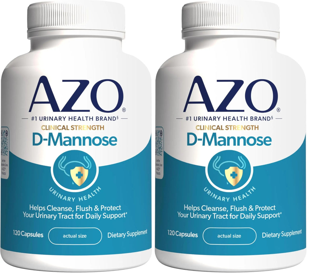 AZO D Mannose Urinary Tract Health, Cleanse, Flush & Protect The Urinary Tract, No.1 Pharmacist Recommended Brand, Clinical Strength, Non-GMO, 120 Count (Pack of 2) AZO Au supplements