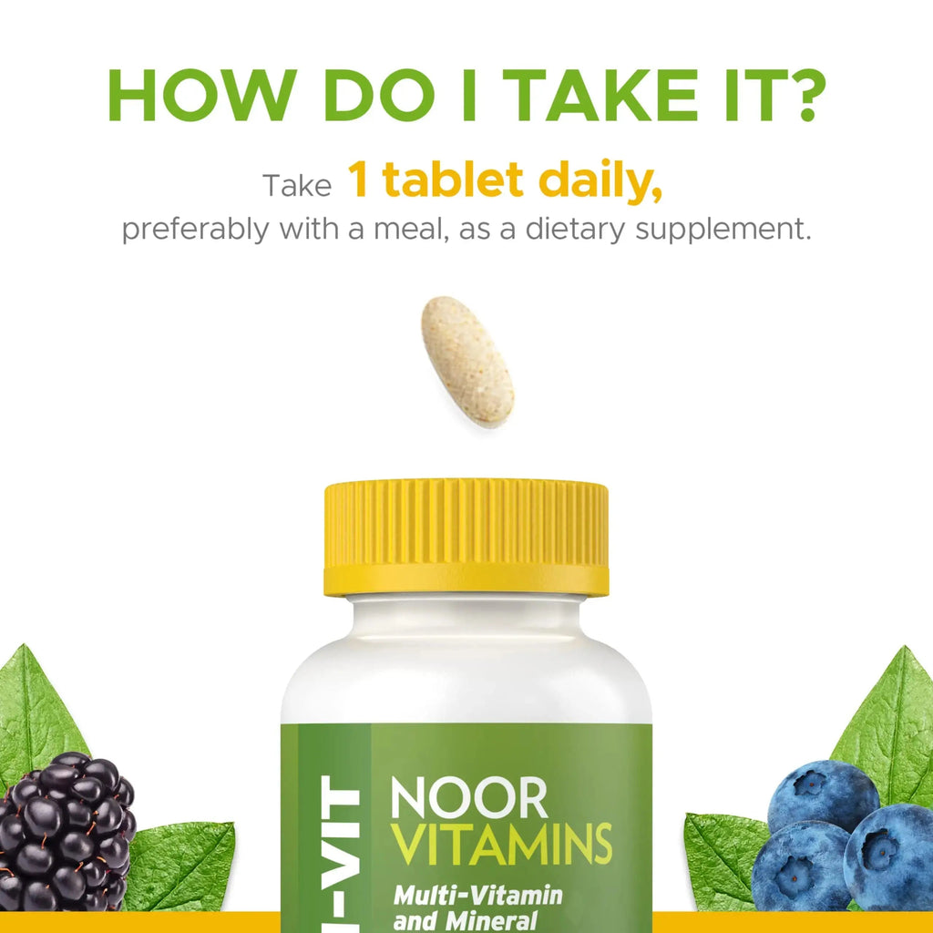 Noor Vitamins Halal Vitamins, Daily Multivitamin, Halal Vitamin for Women and Men, 30 Vitamins & Minerals, A, B12, C, Iron, Zinc to support general health Noor Vitamins Au supplements