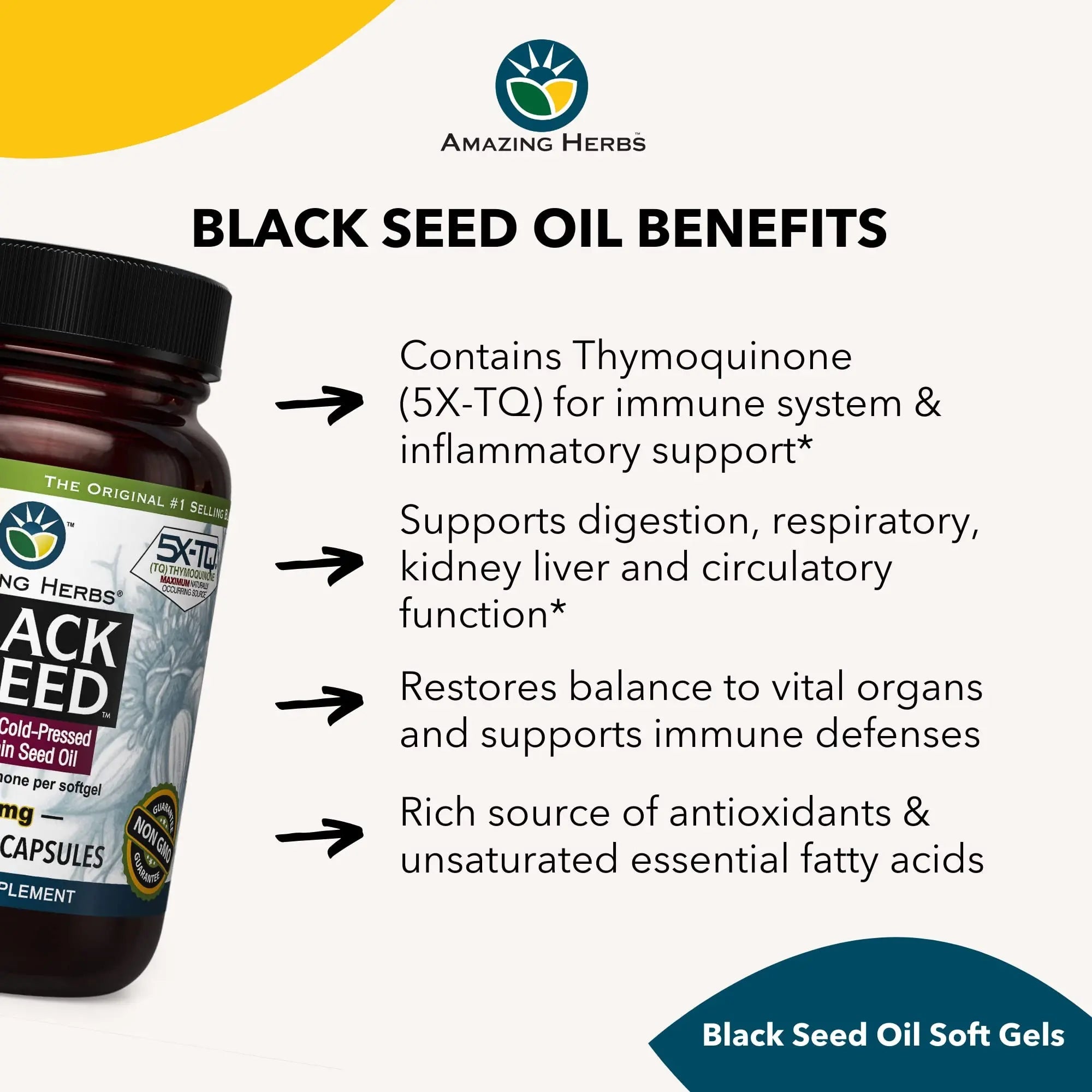Amazing Herbs Premium Black Seed Oil Capsules - Cold Pressed Nigella Sativa Aids Amazing Herbs Au supplements