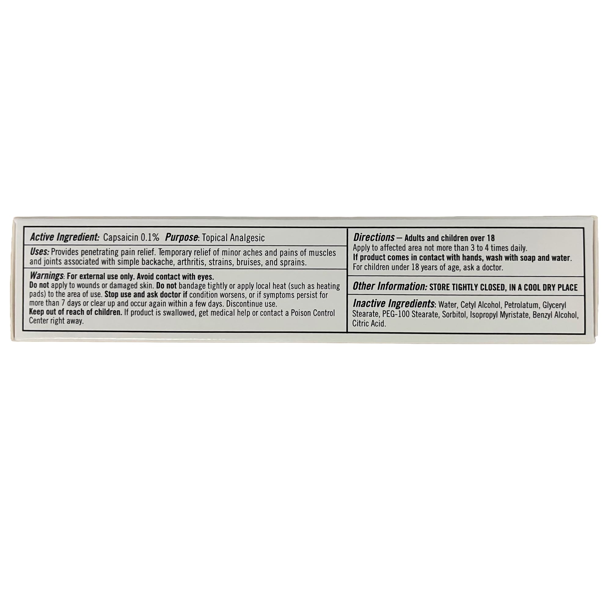 Capzix Cream for Pain Relief 2 OZ Capsaicin .1% High Potency/ Maximum Strength CAPZIX CREAM Au supplements