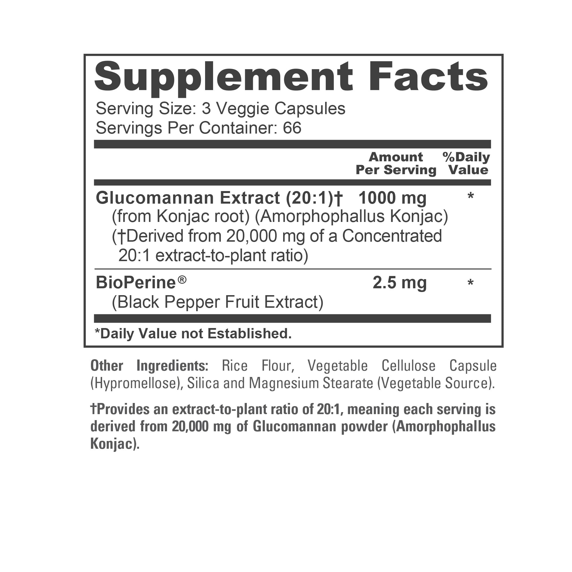 NusaPure Glucomannan 20,000 mg per Serving 200 VCaps (20:1 Extract, BioPerine Non-GMO, Vegan) Konjac Root NusaPure Au supplements