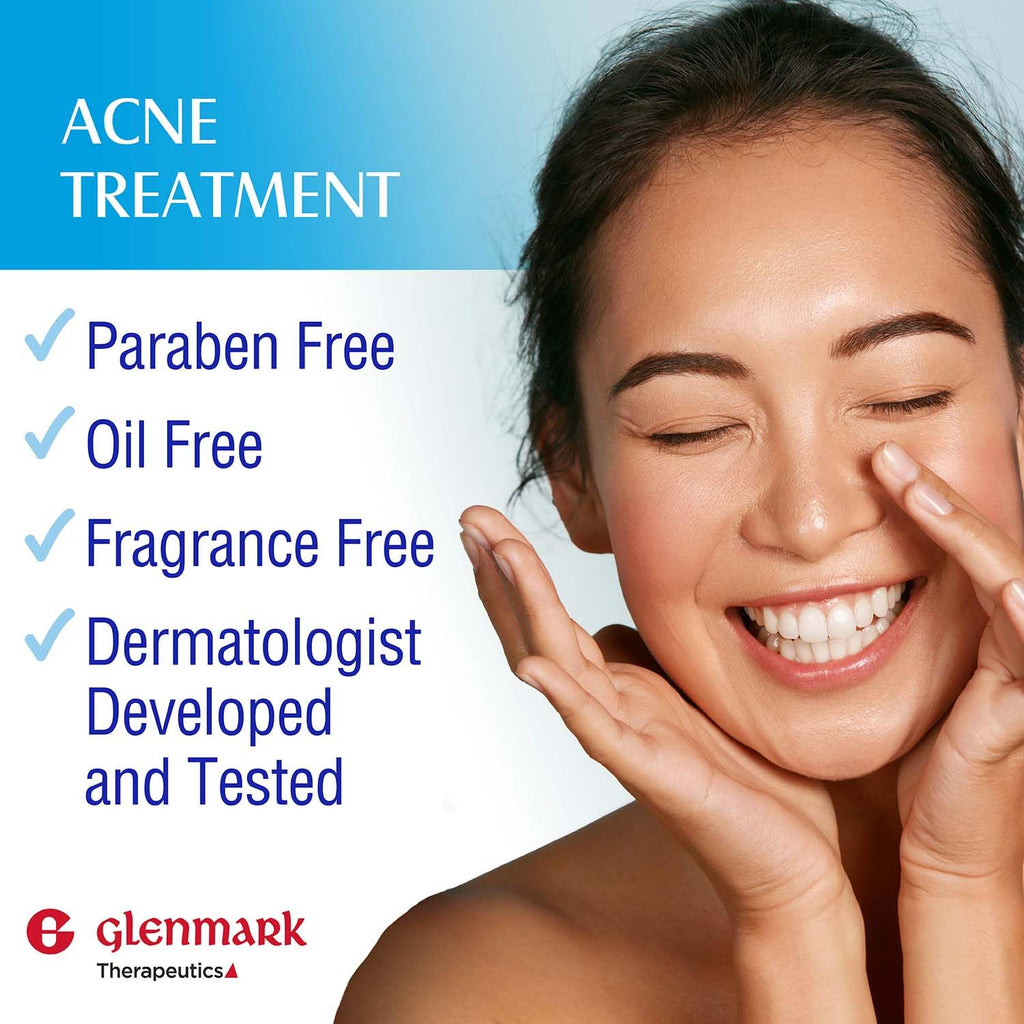 Glenmark Therapeutics Adapalene Gel 0.1% Acne Treatment, Paraben Free Topical Retinoid Cream for Face