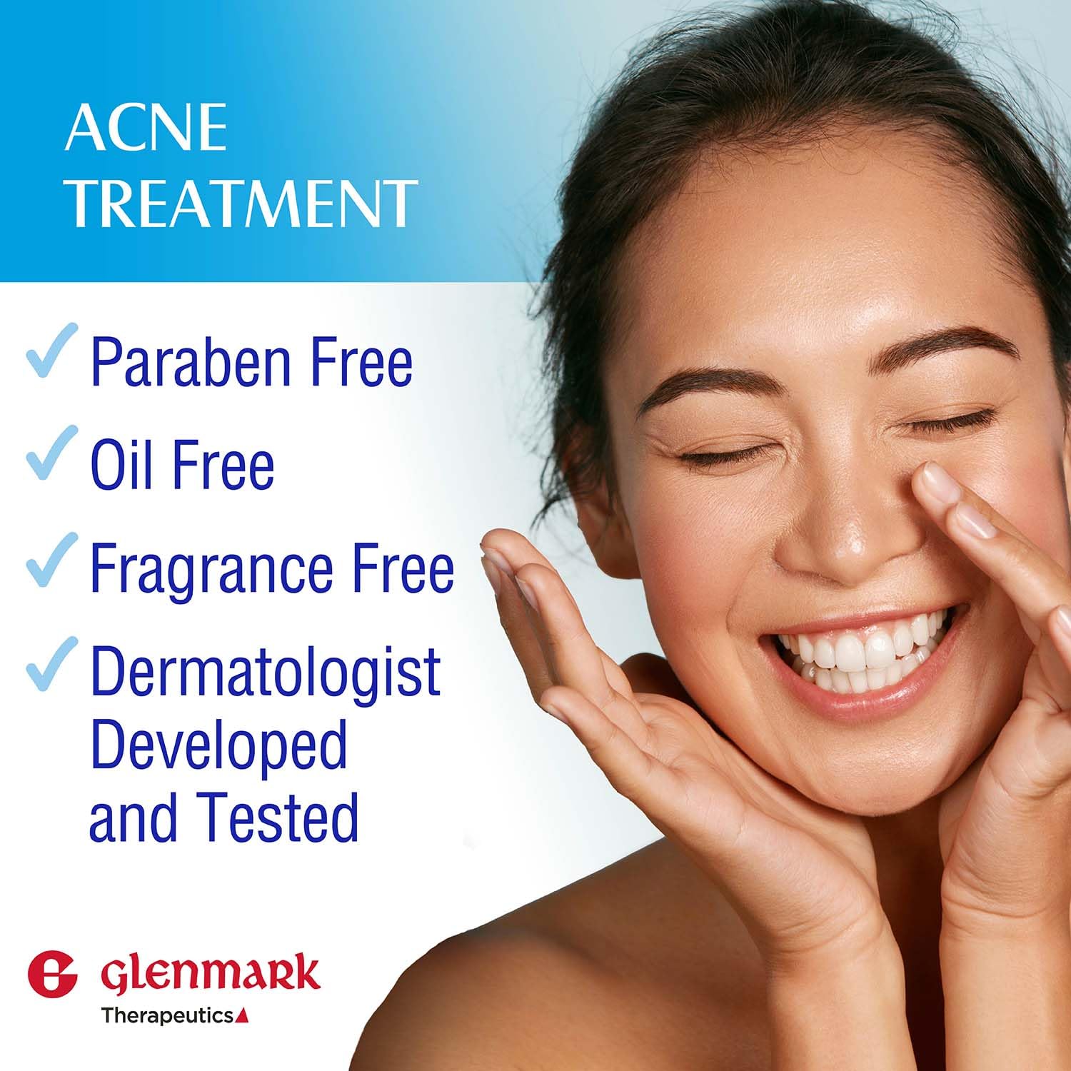 Glenmark Therapeutics Adapalene Gel 0.1% Acne Treatment, Paraben Free Topical Retinoid Cream for Face