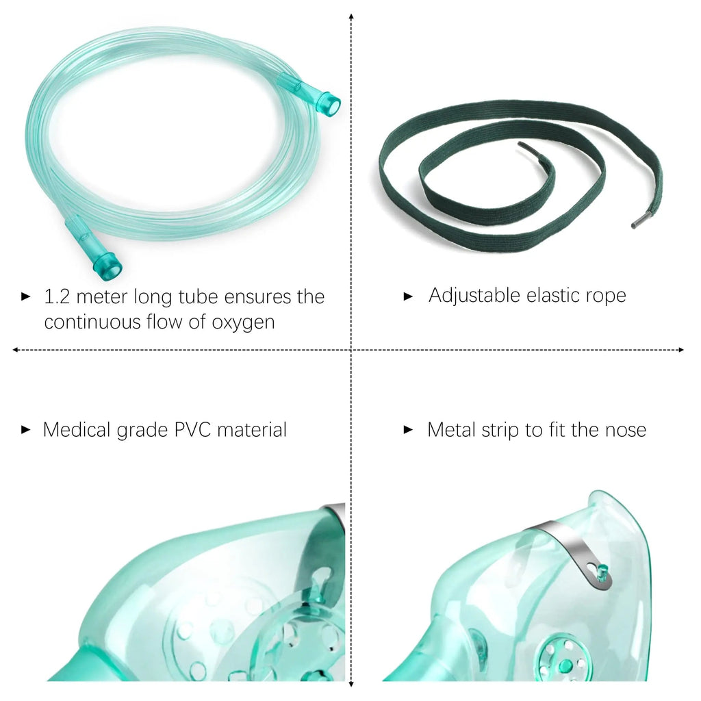ANSNF 2 Pack Oxygen Mask for Face Adult with 6.6' Tube & Adjustable Elastic Strap - Size M+L ANSNF Au supplements