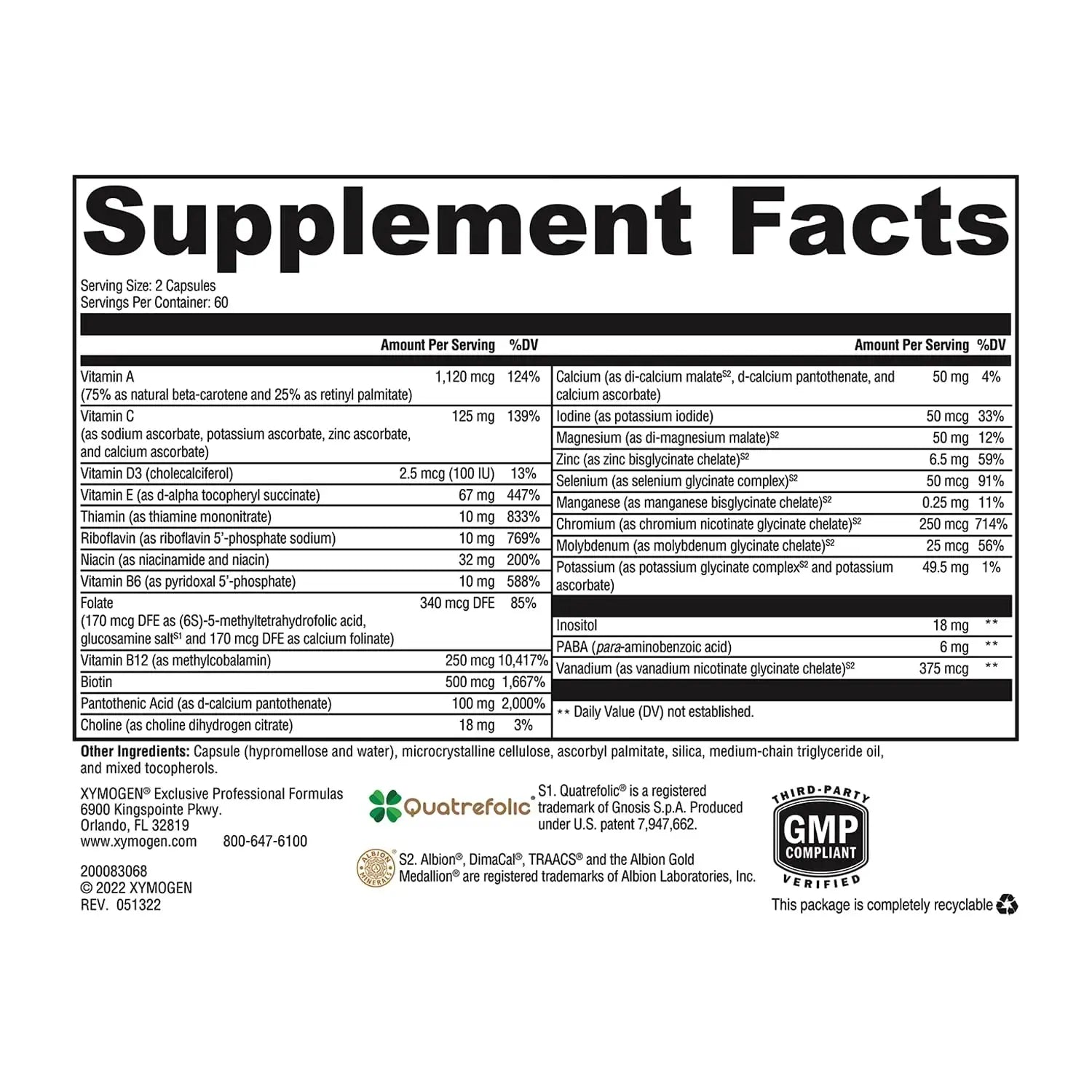 XYMOGEN ActivNutrients Without Copper & Iron - Multimineral Multivitamin for Men + Women with Folate, B12, Zinc and Vitamin C XYMOGEN Au supplements