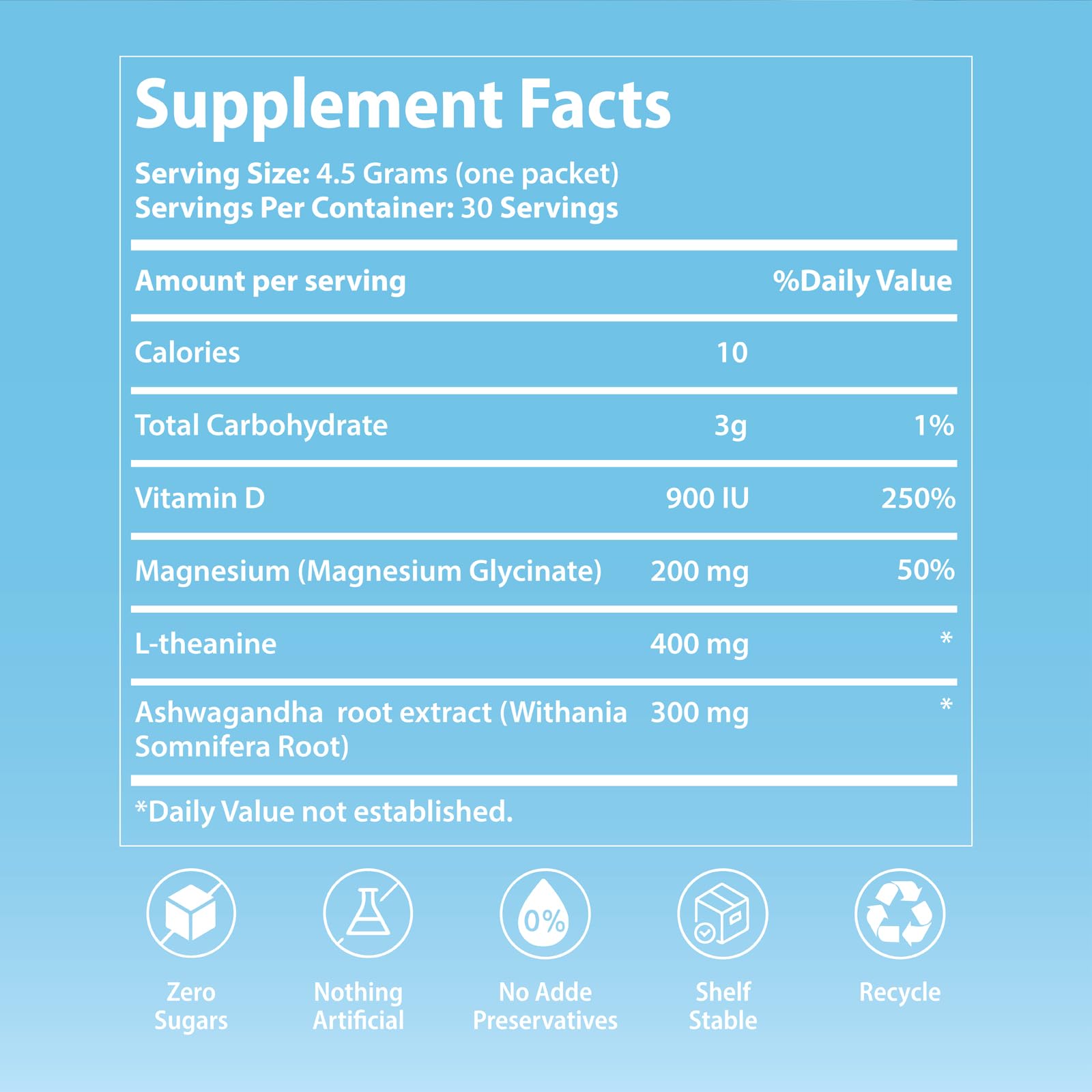 UltraCalm Super Cortisol Drink with Magnesium Glycinate, Ashwagandha, L-Theanine, Vitamin D3, Magnesium Powder for Sleep & Stress Relief