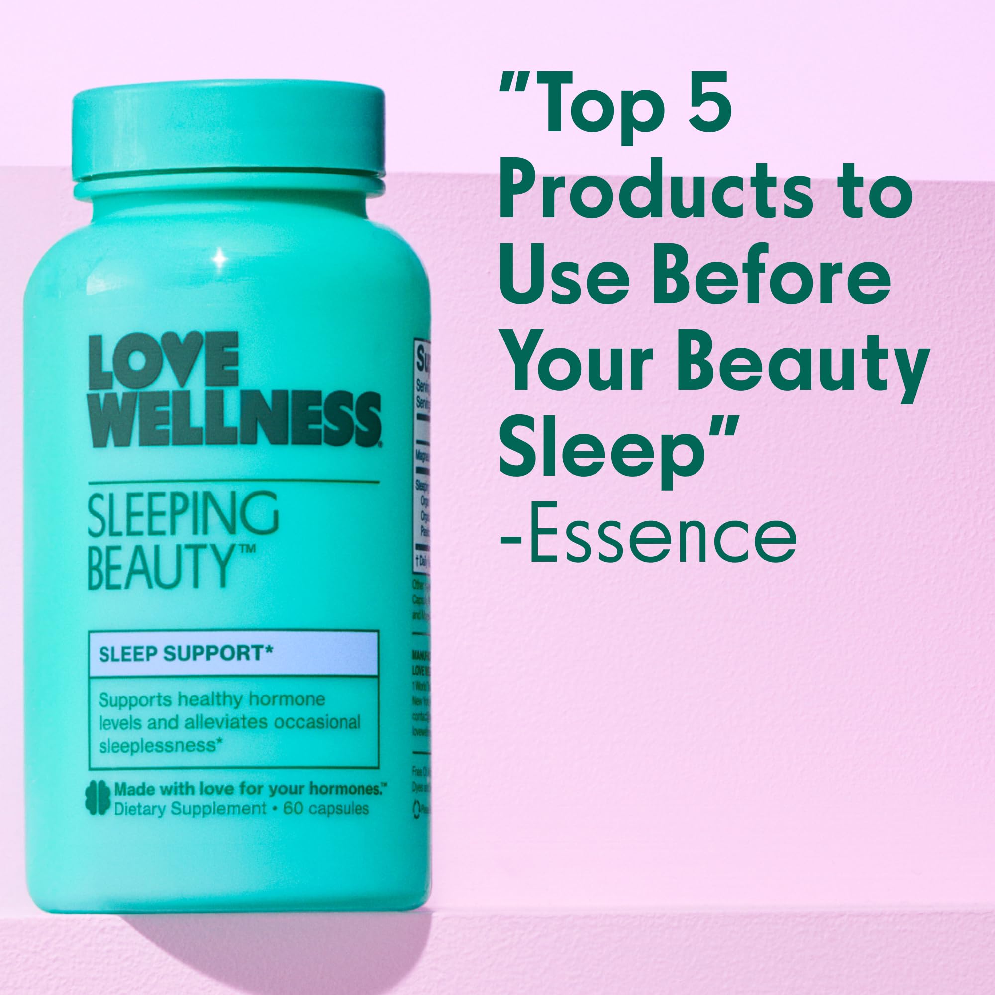 Love Wellness Sleeping Beauty | Sleep Support with Melatonin, Magnesium & L-Theanine | Promotes Restful Sleep, Relaxation & Calmness | Organic Valerian Root Powder & Lemon Balm | 60 Count Love Wellness Au supplements