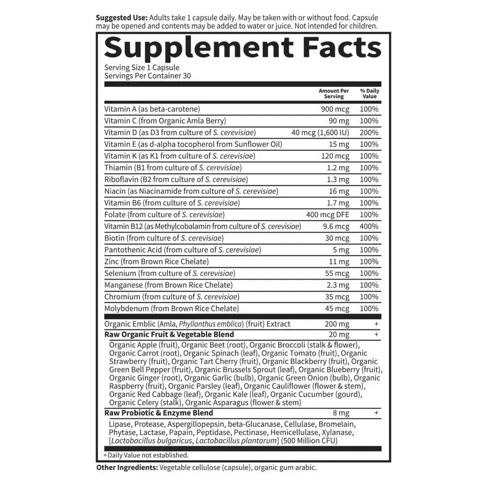 Garden of Life Vitamin Code Raw One for Men, Once Daily Multivitamin, 30 Capsules, One a Day Mens Vitamins Plus Fruit, Veggies & Probiotics Garden of Life Au supplements