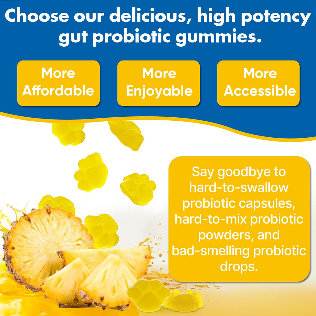 Gut Health & Probiotic Gummies, 112.5 Billion CFU, Sugar Free - 8 Strains + Prebiotics + Herbs - for Digestive, Immune, Diarrhea & Bloating - Gut Health for Women & Men