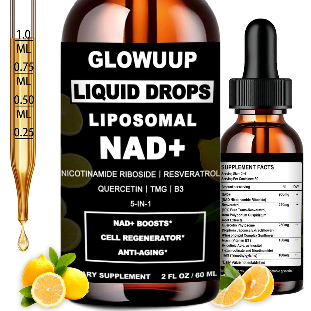 NAD Supplements for Women & Men, Liposomal NAD Nicotinamide Riboside Resveratrol 900mg w. B3 Vitamin Quercetin TMG, Liquid Resveratrol NAD Plus Supplement for Anti-Aging Energy Focus Longevity GLOWUUP Au supplements