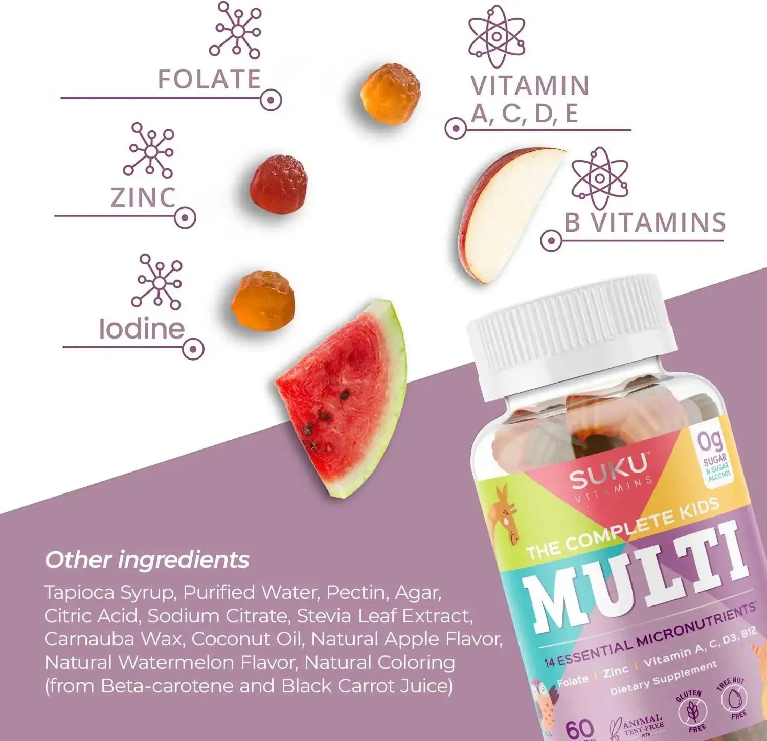 SUKU The Complete Kids Multivitamin Gummies – Vitamins A, C, D, E, B6, B12, Folate & Zinc – Immune Support SUKU Au supplements