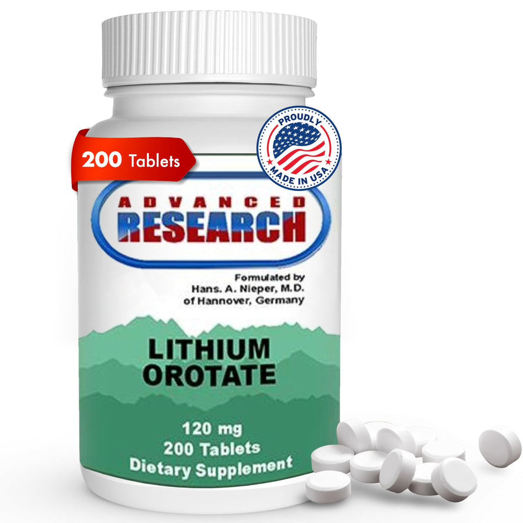 NCI Advanced Research Dr. Hans Nieper Lithium Orotate 5mg, 200 Count, Lab Tested, Non-GMO, Gluten Free, Vegan Friendly