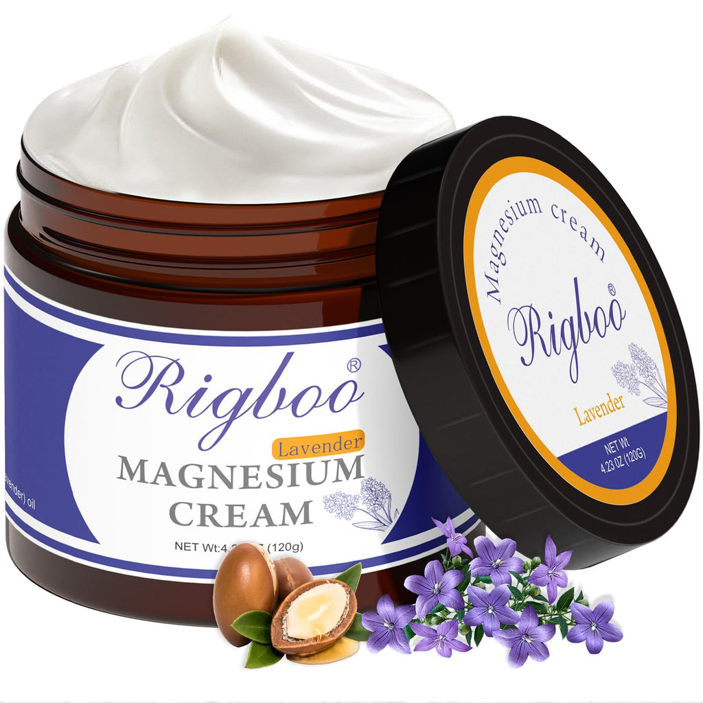RIGBOO Magnesium Lotion for Sleep, Magnesium Cream, Muscle Relief and Relaxation Non-Greasy, Fast Absorbing Body Lotion with Coconut Oil with Chamomile, Safe for Sensitive Skin (Lavender) RIGBOO Au supplements