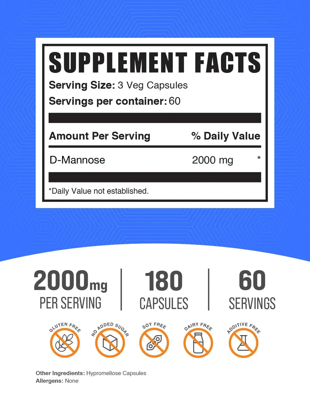BulkSupplements.com D-Mannose Capsules - D-Mannose Supplement, for Urinary Tract Support - Vegan & Gluten Free, 3 Capsules per Serving (2000mg), 180 Count (Pack of 1) BulkSupplements Au supplements