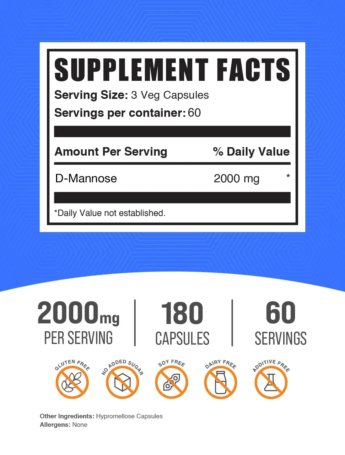 BulkSupplements.com D-Mannose Capsules - D-Mannose Supplement, for Urinary Tract Support - Vegan & Gluten Free, 3 Capsules per Serving (2000mg), 180 Count (Pack of 1) BulkSupplements Au supplements