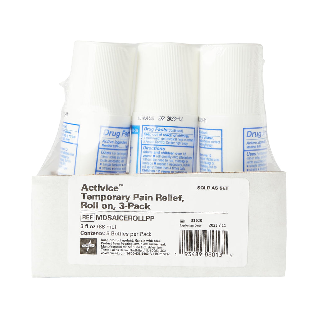 Medline ActivICE Roll-On Cooling Gel, Topical Pain Relief for Arthritis, Joint, Muscle, Back & Body Aches & Pain, 3 oz (3 Count) Medline Au supplements
