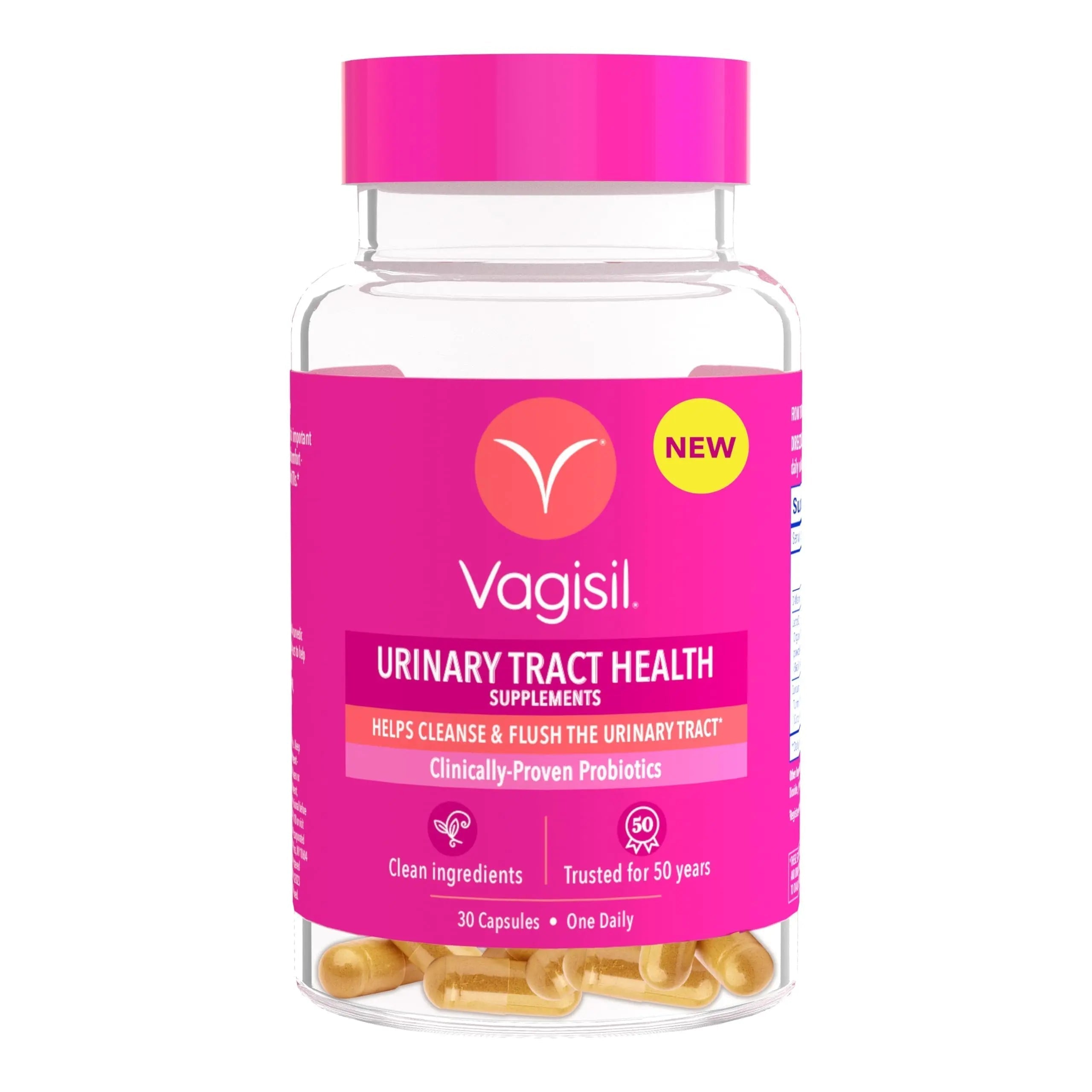 Vagisil Urinary Tract Health Supplements, Clinically-Proven Probiotics, Protects Urinary Tract Health, Clean Ingredients, Helps Cleanse and Flush UTI-Causing Bacteria, 1 Capsule Daily, 30 Capsules Vagisil Au supplements