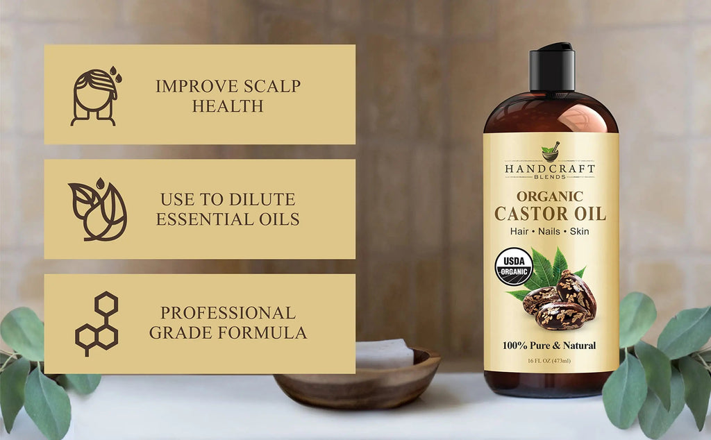 Handcraft Blends Organic Castor Oil for Hair Growth, Eyelashes and Eyebrows - 100% Pure Handcraft Blends Au supplements