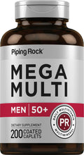Piping Rock Multivitamin for Men Over 50+ | 200 Caplets | Mega 50 Plus Daily Multimineral | with Magnesium, Calcium, Zinc | Piping Rock Au supplements