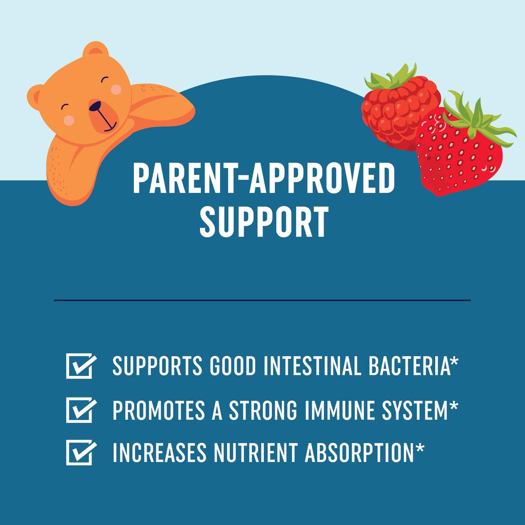 Kids Probiotic Gummies | 2 Billion Probiotics + 100mg Prebiotic Fiber for Immune & Digestion Support | Low Sugar Per Serving | For Children Ages 2+ | Gluten-Free,
