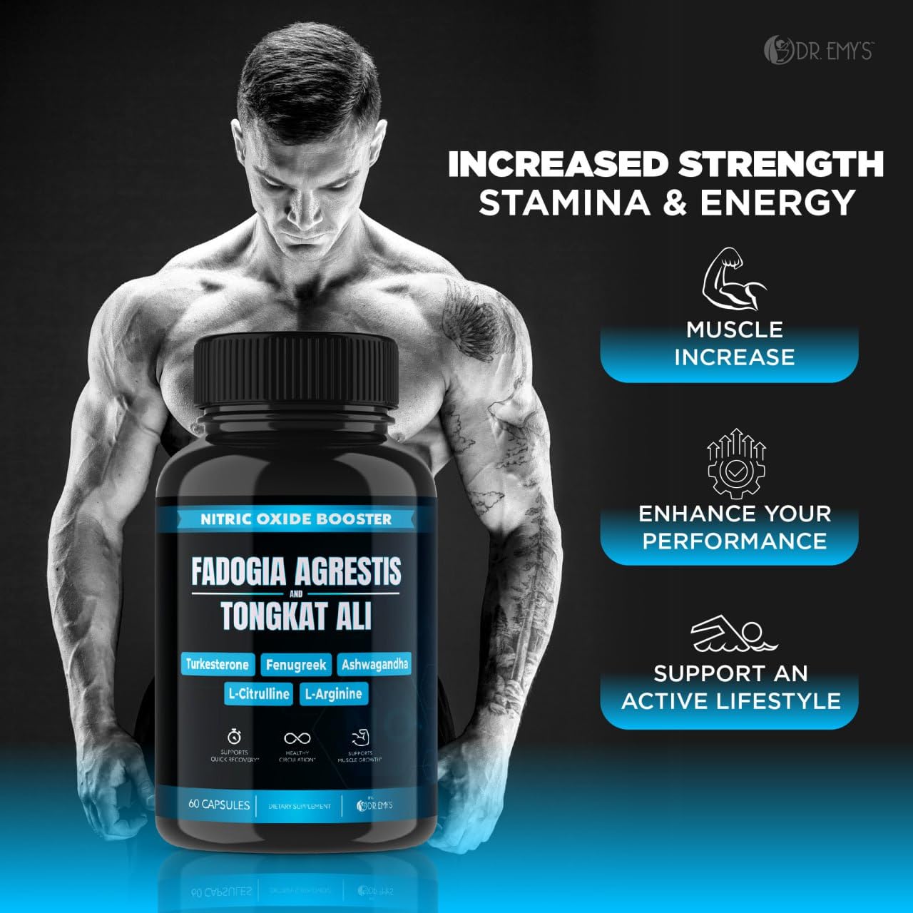 (2 Pack) Tongkat Ali Fadogia Agrestis Nitric Oxide Ashwagandha Supplement for Men Dr. Emy's Au supplements
