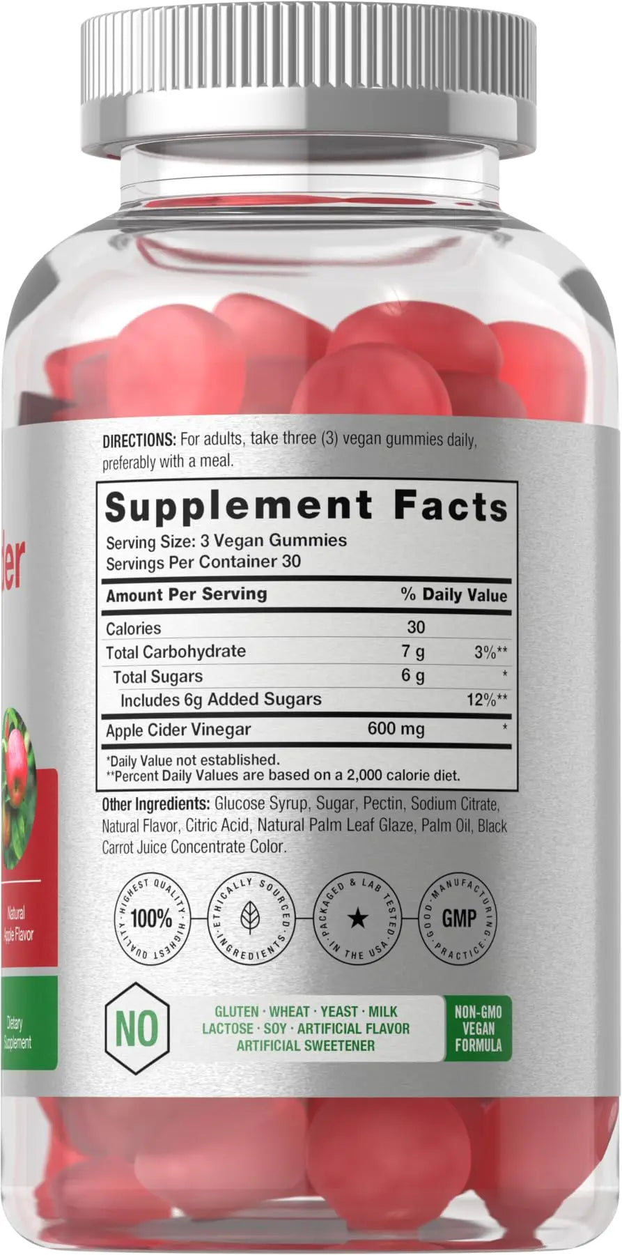 Vegan Apple Cider Vinegar Gummies | 90 Count | ACV Supplement | Natural Apple Flavor Horbäach Au supplements