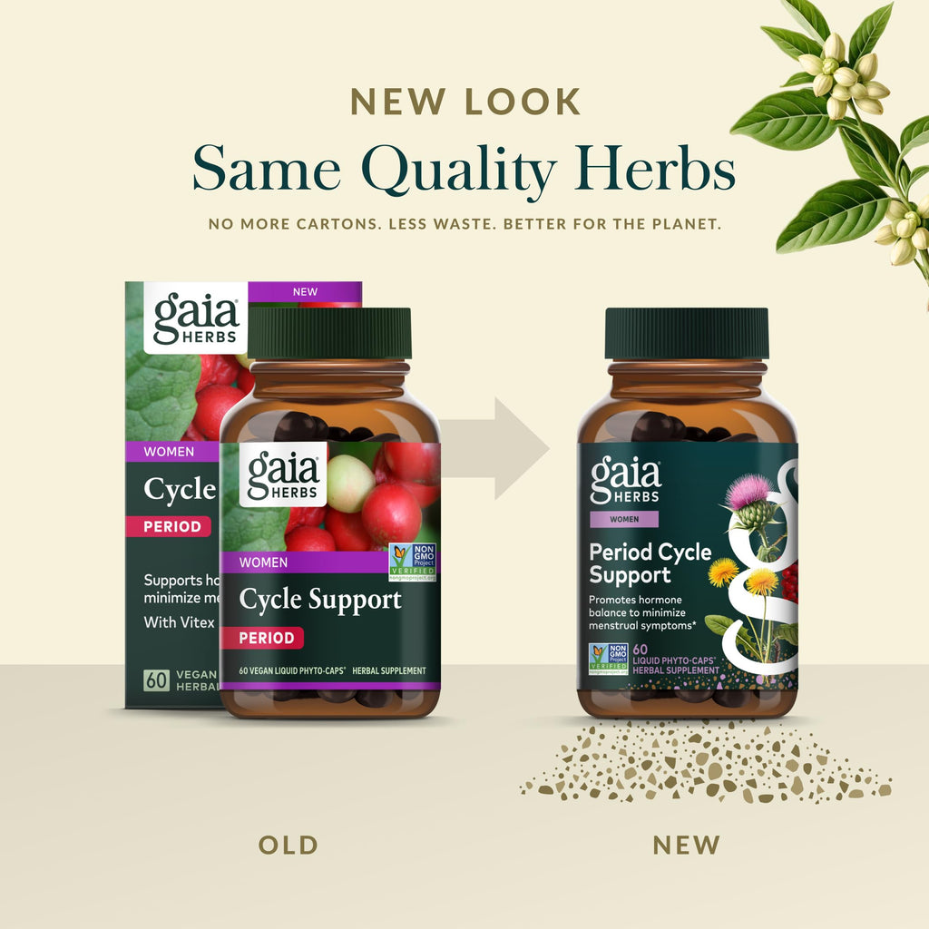 Gaia Herbs Period Cycle Support - Supports Hormone Balance & PMS Relief* - Herbal Supplement with Vitex Berry & Schisandra - Free from Gluten, Dairy & Soy - 60 Vegan Capsules (60 Servings) Gaia Herbs Au supplements
