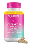 Pink Stork Postpartum Mood Support - Postnatal Hormone Balance for Women - Breastfeeding Friendly - Stress & Cognitive Support, New Mom Essentials - Ashwagandha, Chamomile, & Vitamin D, 60 Capsules Pink Stork Au supplements