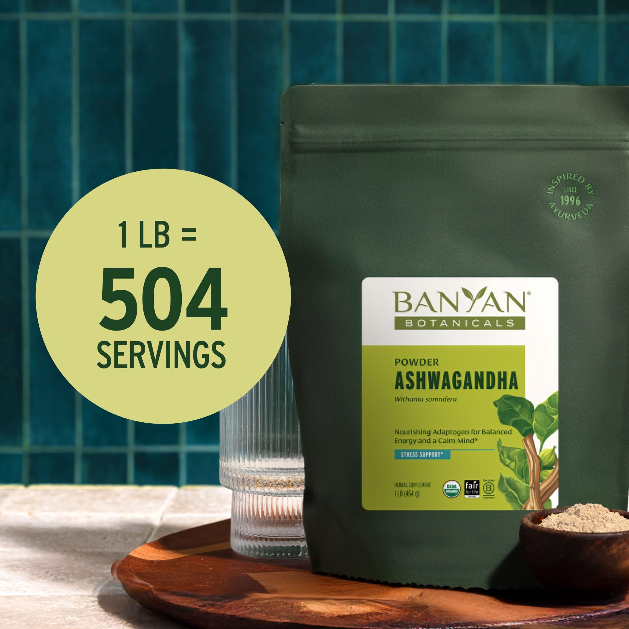 Banyan Botanicals Organic Ashwagandha Root Powder–1lb Bulk (504 Servings)Natural Cortisol Manager & Adrenal Support–Stress Relief, Better Sleep & Energy–Adaptogen for Smoothies & Moon Milk–Vegan,FFL* Banyan Botanicals Au supplements