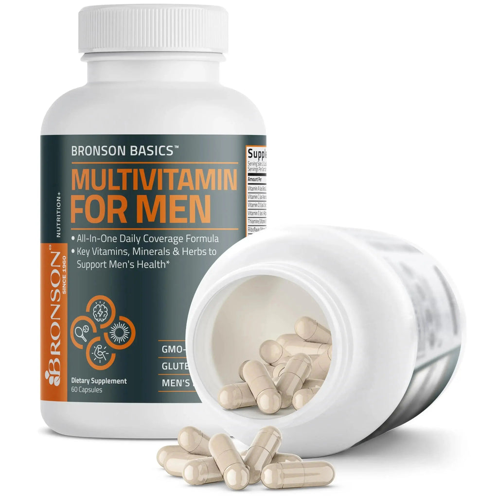 Bronson Multivitamin for Men All-in-One Daily Coverage Formula Key Vitamins, Minerals & Herbs to Support Men's Health, 60 Capsules Bronson Au supplements