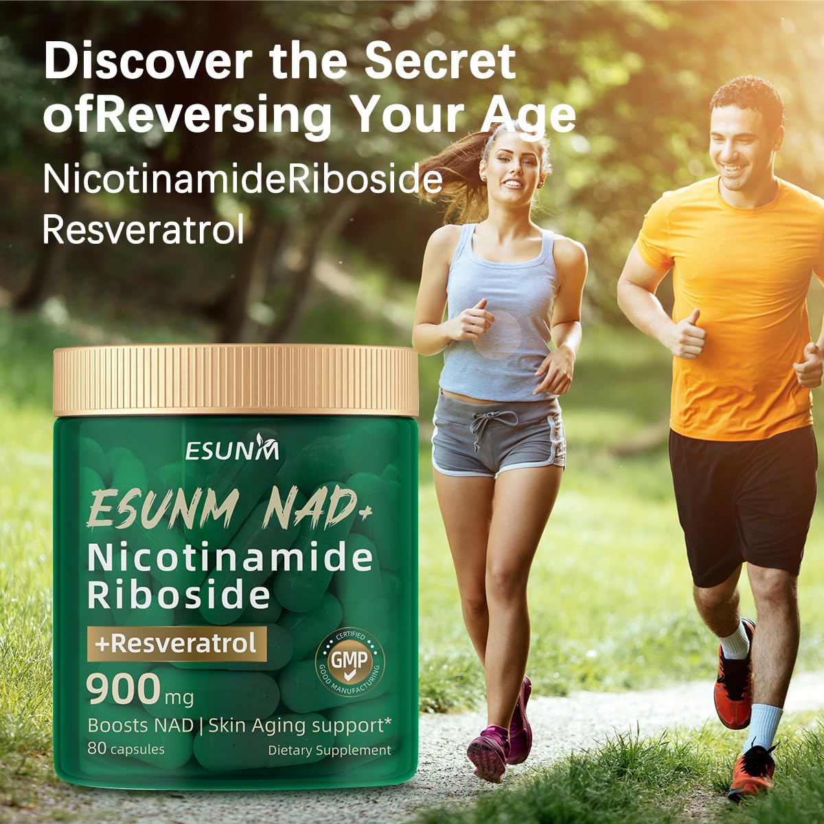ESUNM Liposomal NAD+ Supplement with Resveratrol, NMN Supplement NAD Resveratrol Support Cellular Health, Stamina & Healthy Aging,Third-Party Tested，80 Capsules ESUNM Au supplements